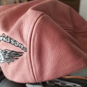 Pink leather hat